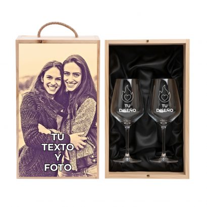Pack de 2 Copas Personalizadas con Caja de Madera
